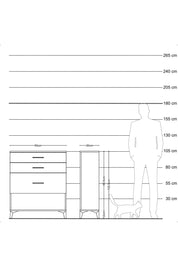 Arges Komodin 3 Çekmeceli 60x30x106 Antrasit-Antrasit