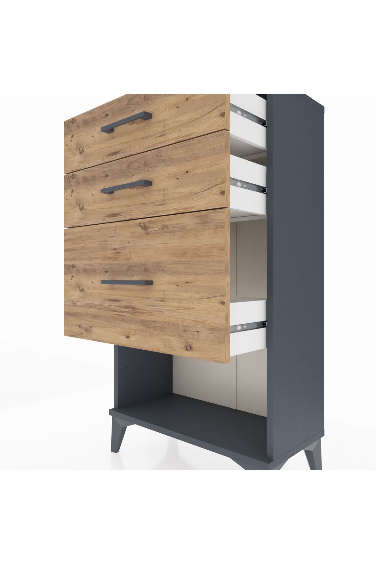 Arges Komodin 3 Çekmeceli 60x30x106 Antrasit-Çam