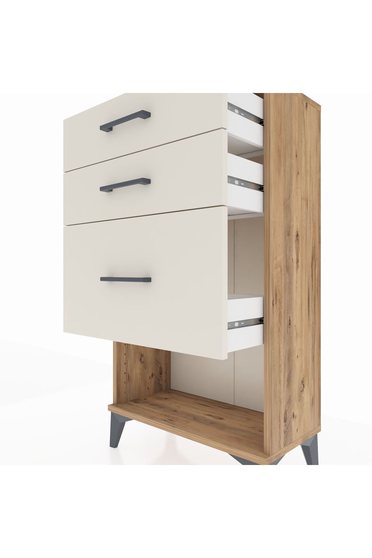 Arges Komodin 3 Çekmeceli 60x30x106 Çam-Aytaşı