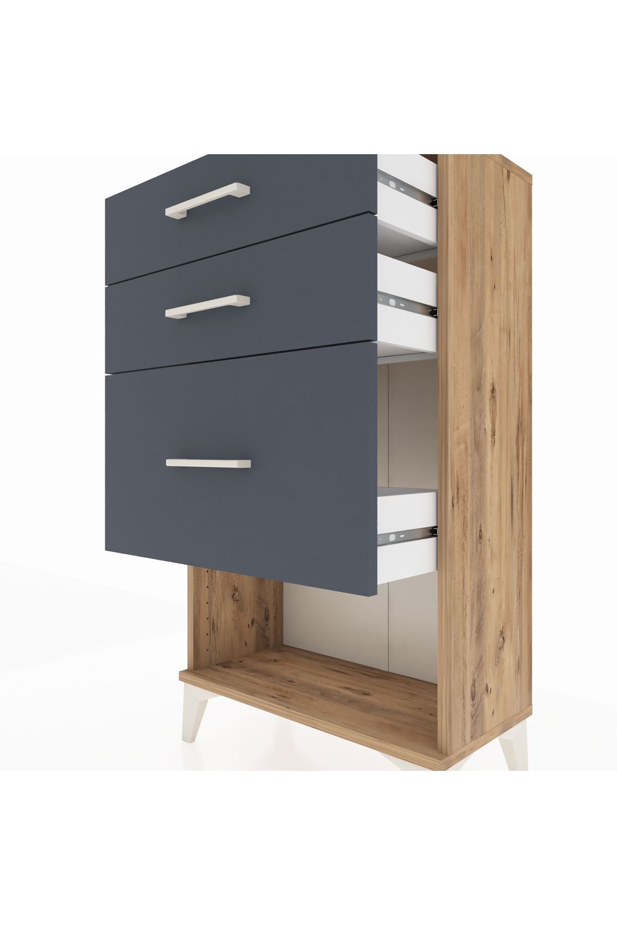 Arges Komodin 3 Çekmeceli 60x30x106 Çam-Antrasit