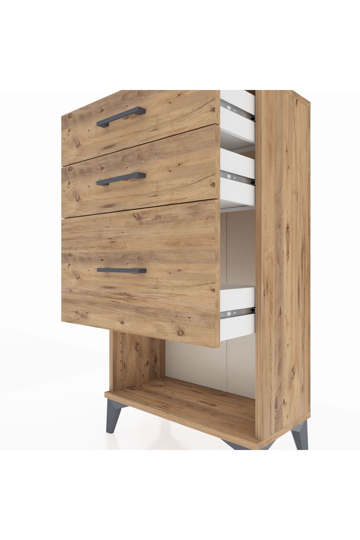 Arges Komodin 3 Çekmeceli 60x30x106 Çam-Çam