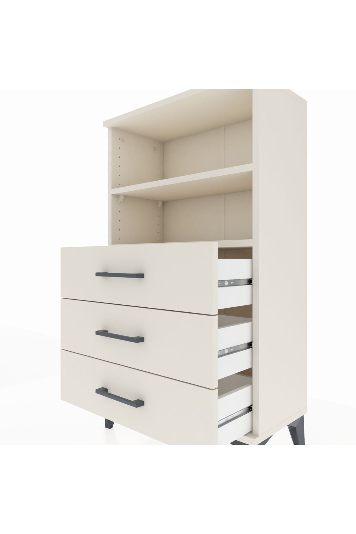 Arges Komodin 2 Raflı 3 Çekmeceli 60x30x106 Aytaşı-Aytaşı