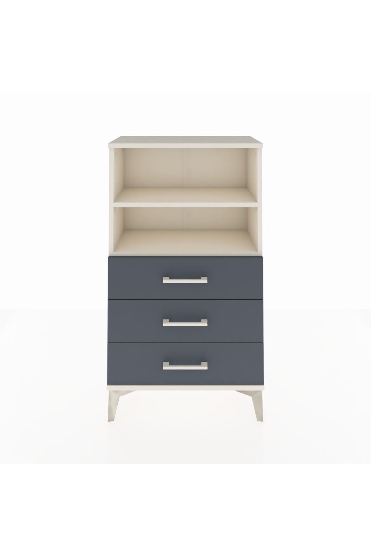 Arges Komodin 2 Raflı 3 Çekmeceli 60x30x106 Aytaşı-Antrasit