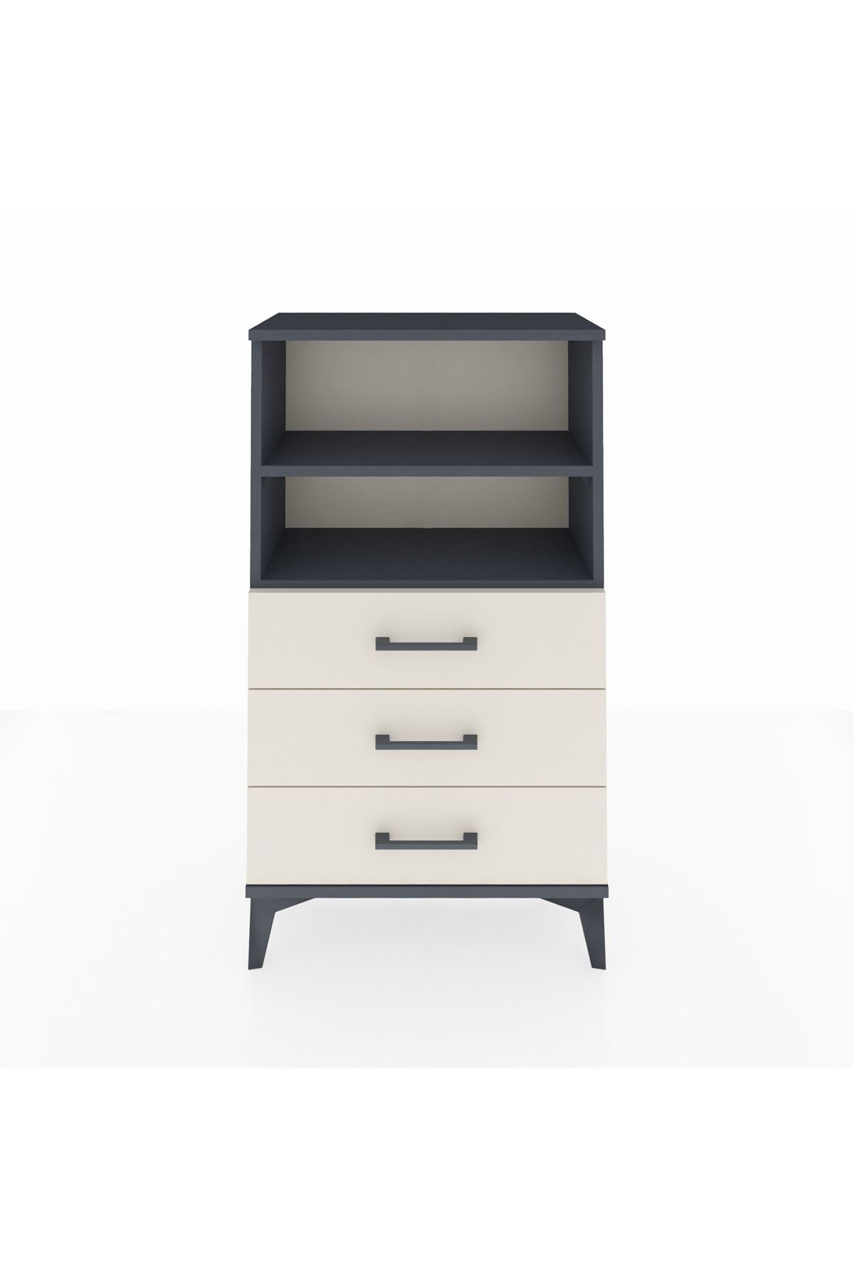 Arges Komodin 2 Raflı 3 Çekmeceli 60x30x106 Antrasit-Aytaşı