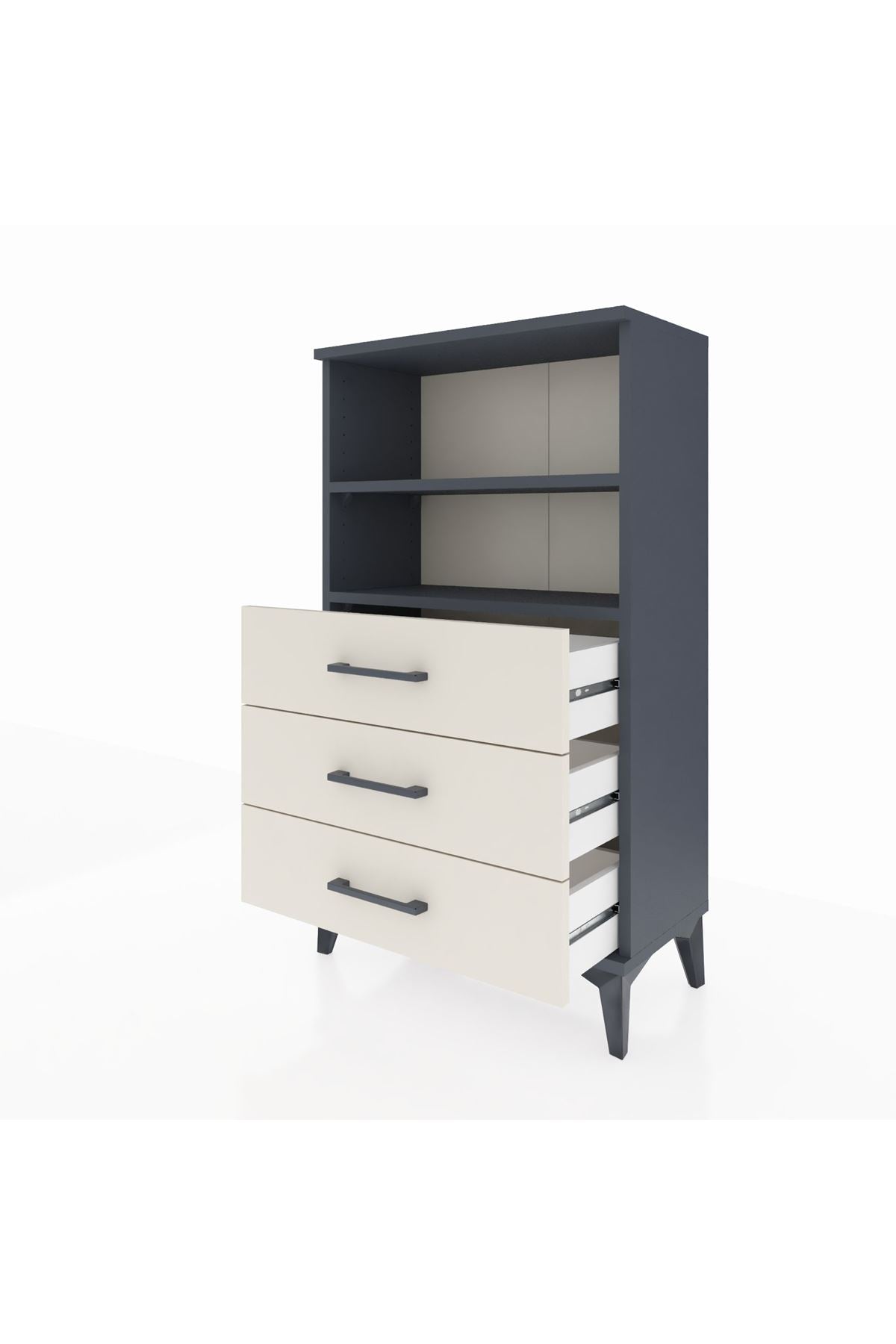 Arges Komodin 2 Raflı 3 Çekmeceli 60x30x106 Antrasit-Aytaşı