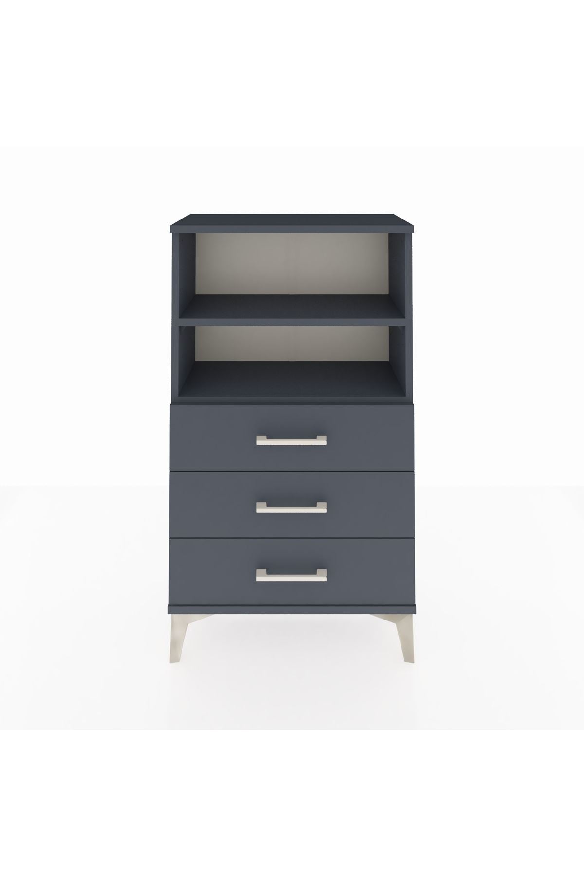 Arges Komodin 2 Raflı 3 Çekmeceli 60x30x106 Antrasit-Antrasit