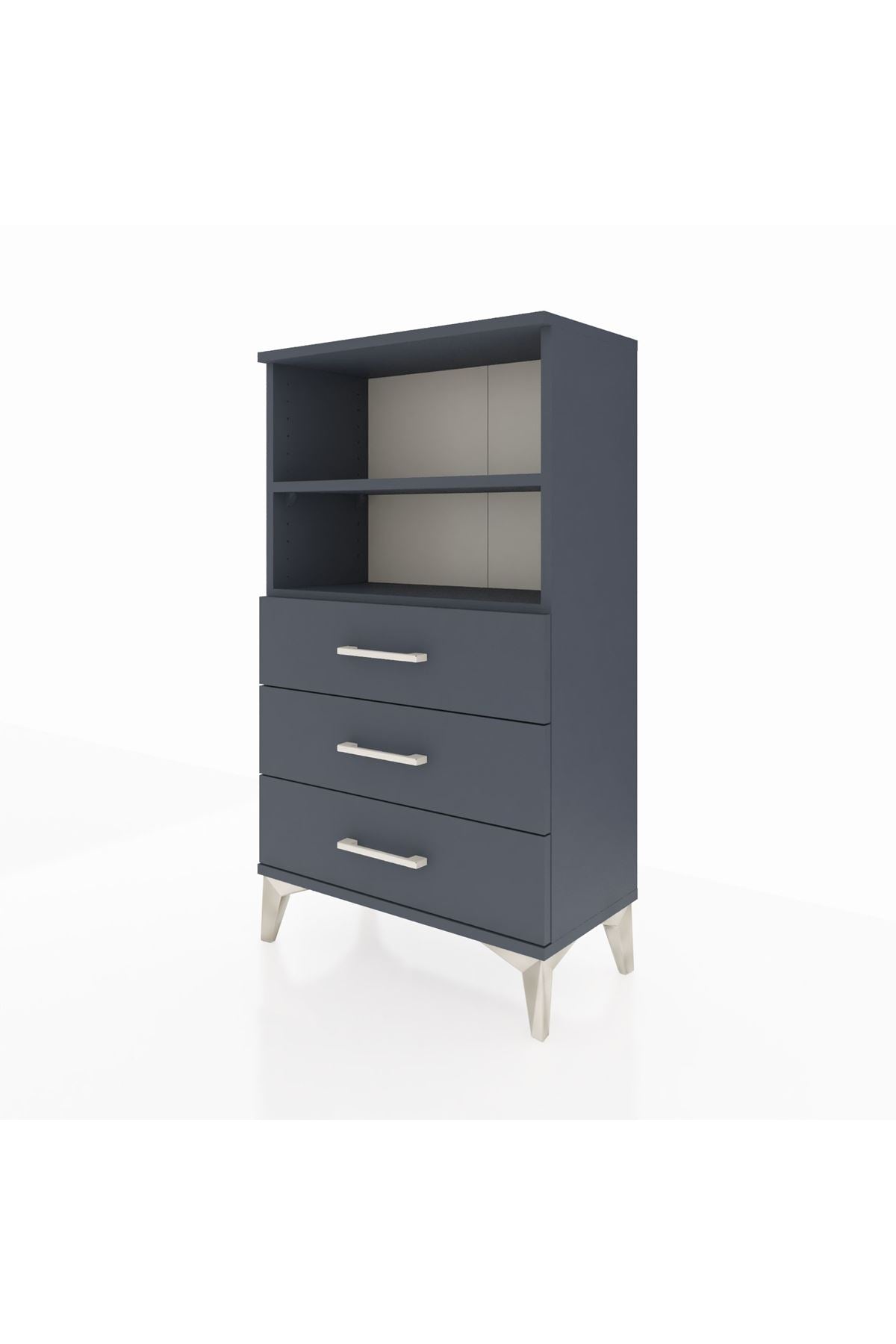 Arges Komodin 2 Raflı 3 Çekmeceli 60x30x106 Antrasit-Antrasit