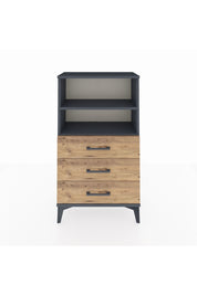 Arges Komodin 2 Raflı 3 Çekmeceli 60x30x106 Antrasit-Çam