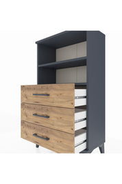 Arges Komodin 2 Raflı 3 Çekmeceli 60x30x106 Antrasit-Çam