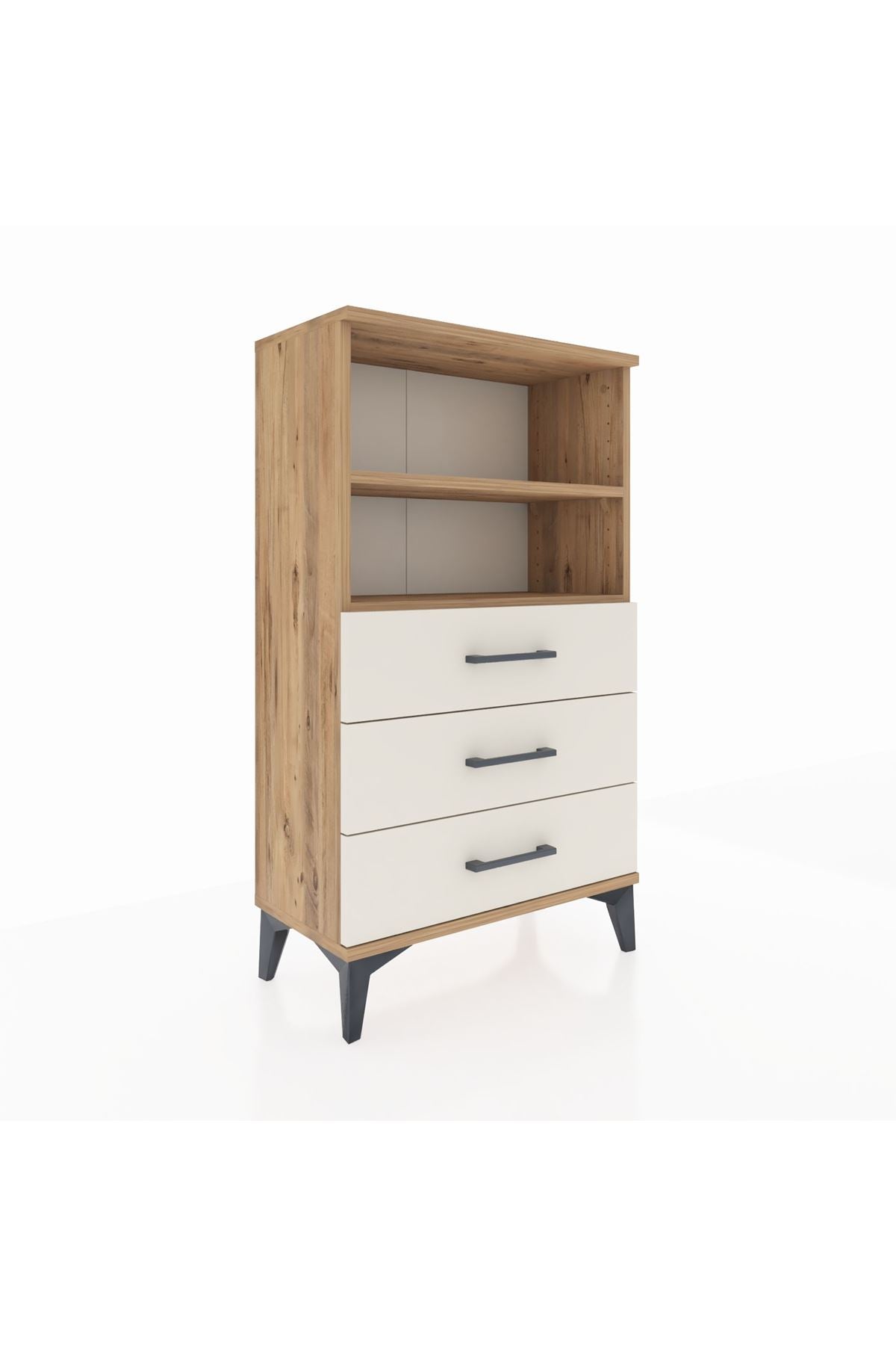 Arges Komodin 2 Raflı 3 Çekmeceli 60x30x106 Çam-Aytaşı