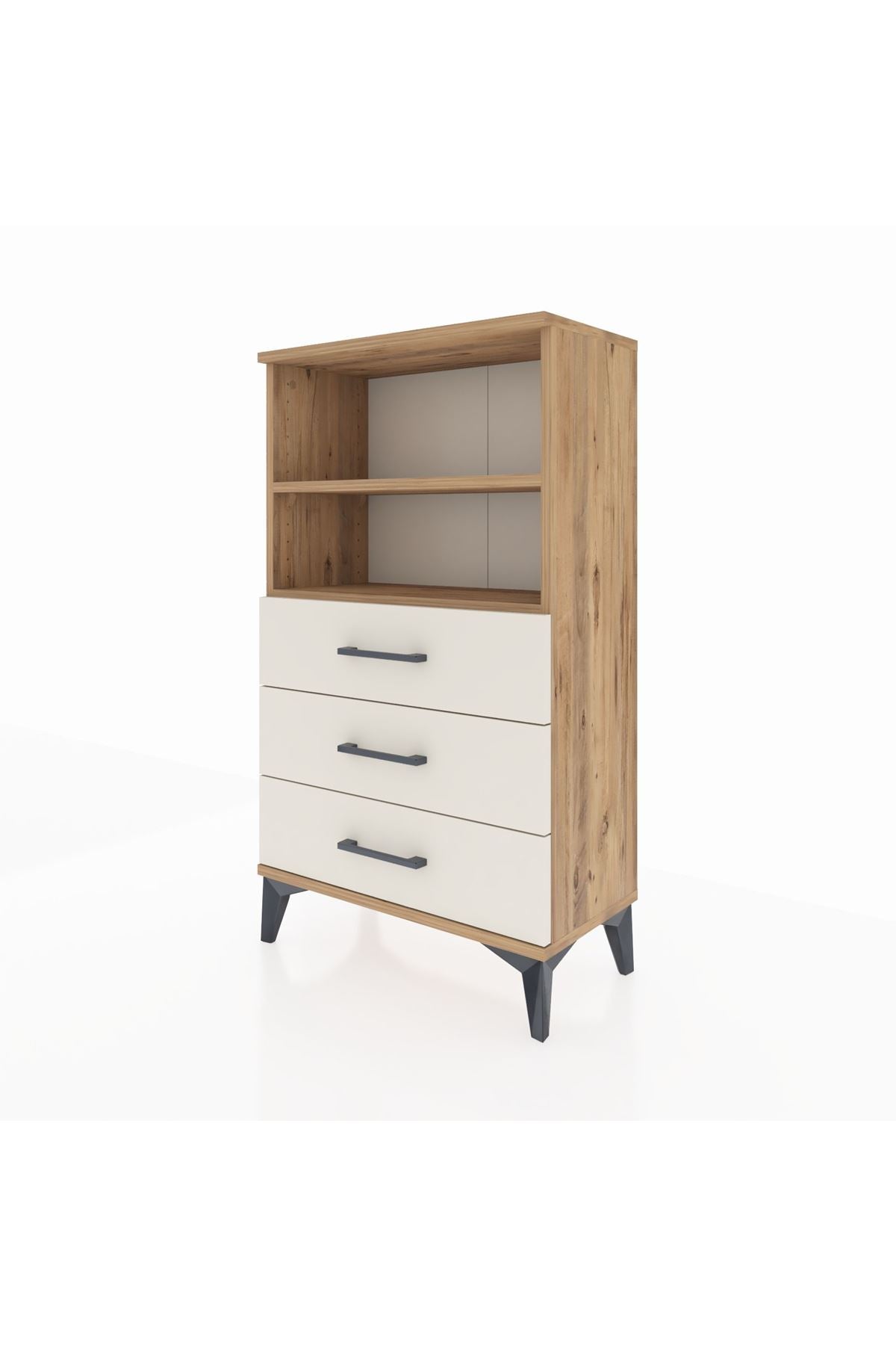 Arges Komodin 2 Raflı 3 Çekmeceli 60x30x106 Çam-Aytaşı