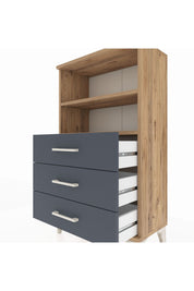 Arges Komodin 2 Raflı 3 Çekmeceli 60x30x106 Çam-Antrasit