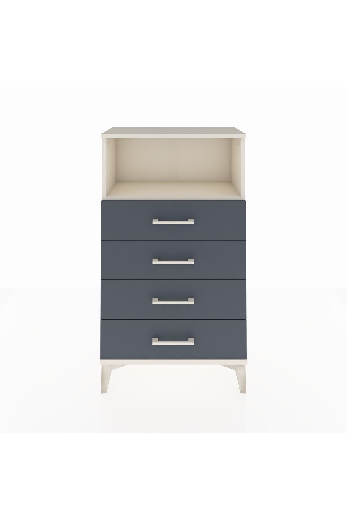 Arges Komodin Tek Raflı 4 Çekmeceli 60x30x106 Aytaşı-Antrasit