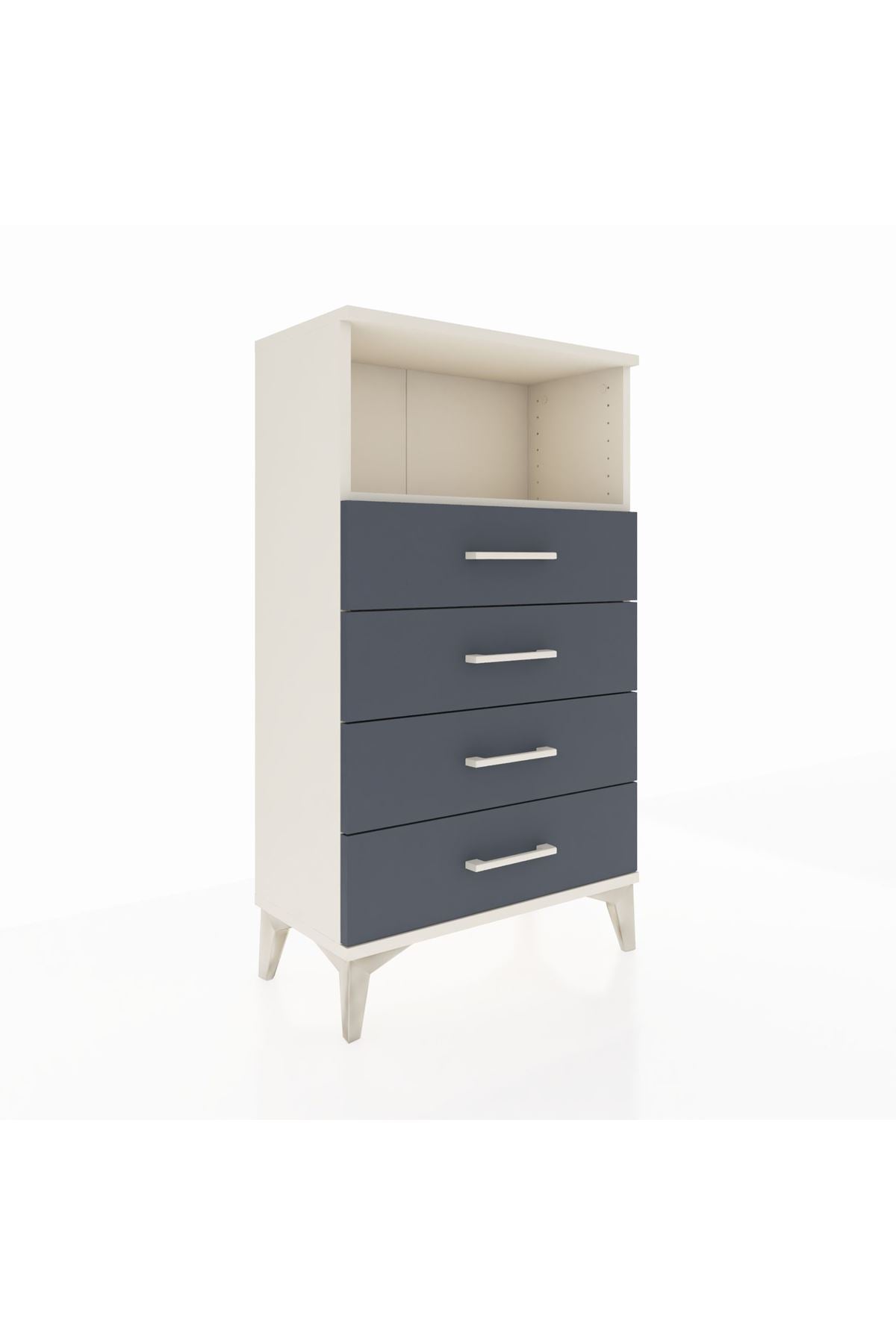 Arges Komodin Tek Raflı 4 Çekmeceli 60x30x106 Aytaşı-Antrasit