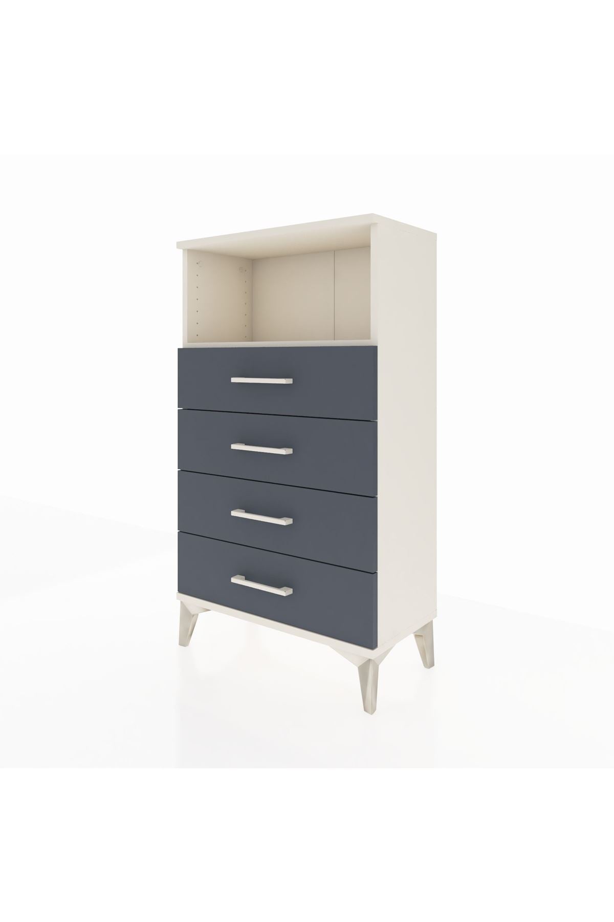 Arges Komodin Tek Raflı 4 Çekmeceli 60x30x106 Aytaşı-Antrasit