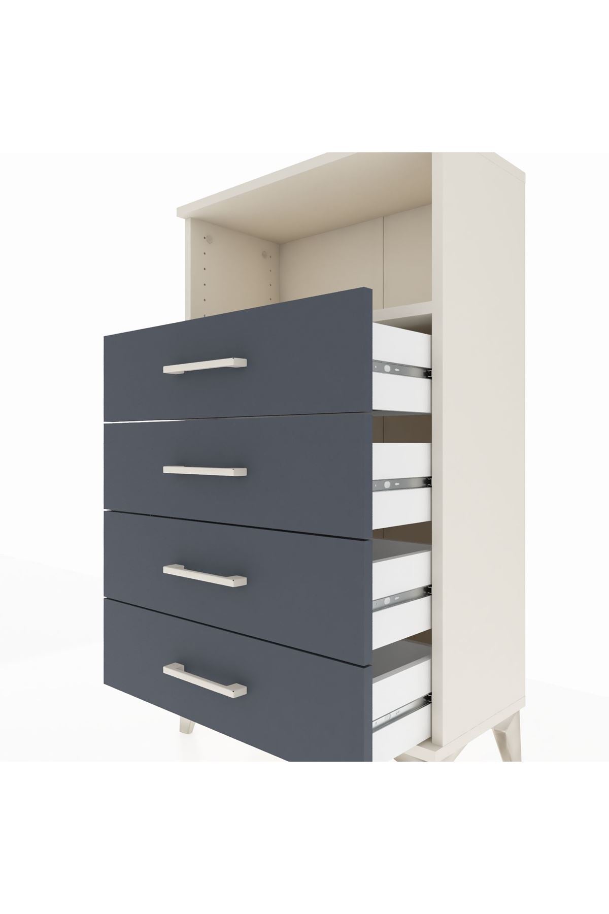 Arges Komodin Tek Raflı 4 Çekmeceli 60x30x106 Aytaşı-Antrasit