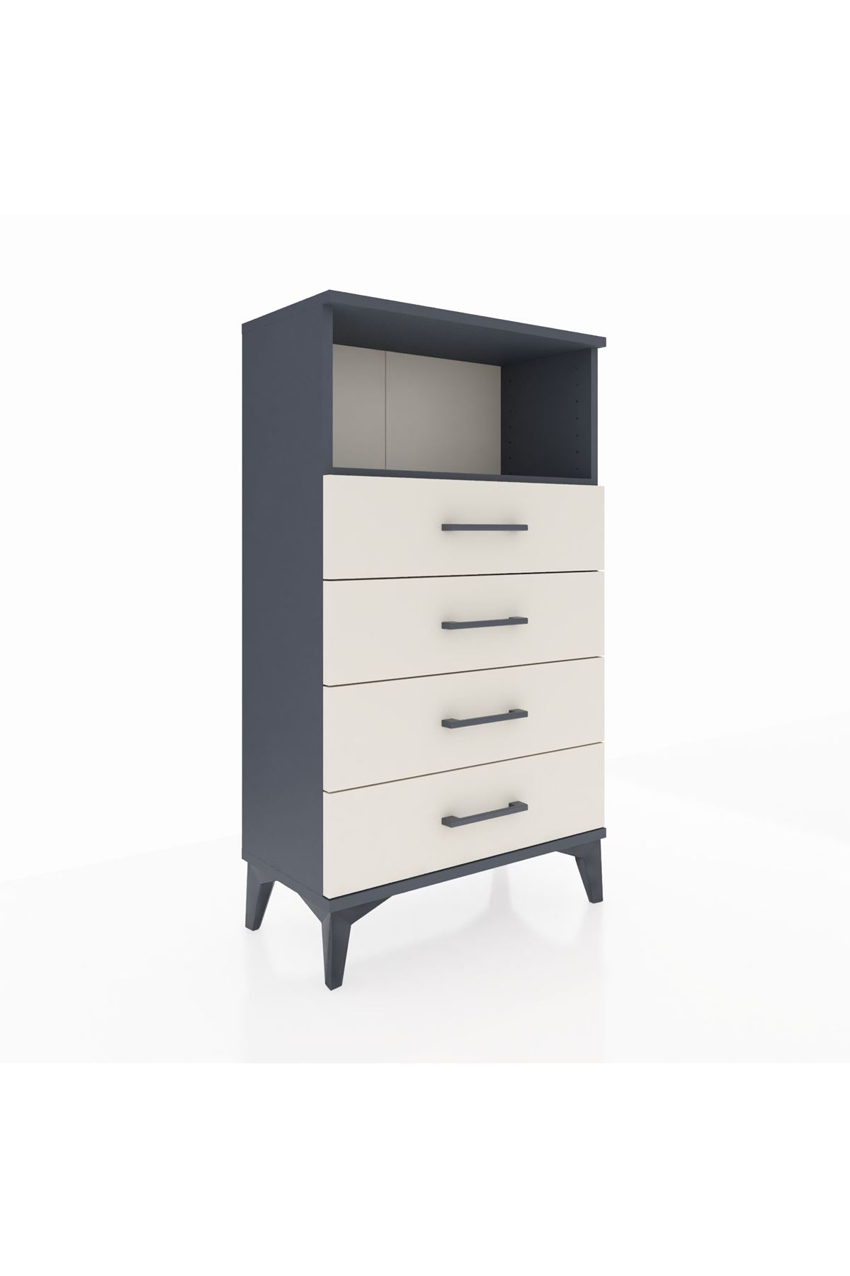 Arges Komodin Tek Raflı 4 Çekmeceli 60x30x106 Antrasit-Aytaşı