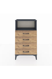 Arges Komodin Tek Raflı 4 Çekmeceli 60x30x106 Antrasit-Çam