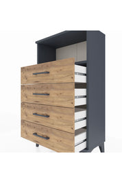 Arges Komodin Tek Raflı 4 Çekmeceli 60x30x106 Antrasit-Çam