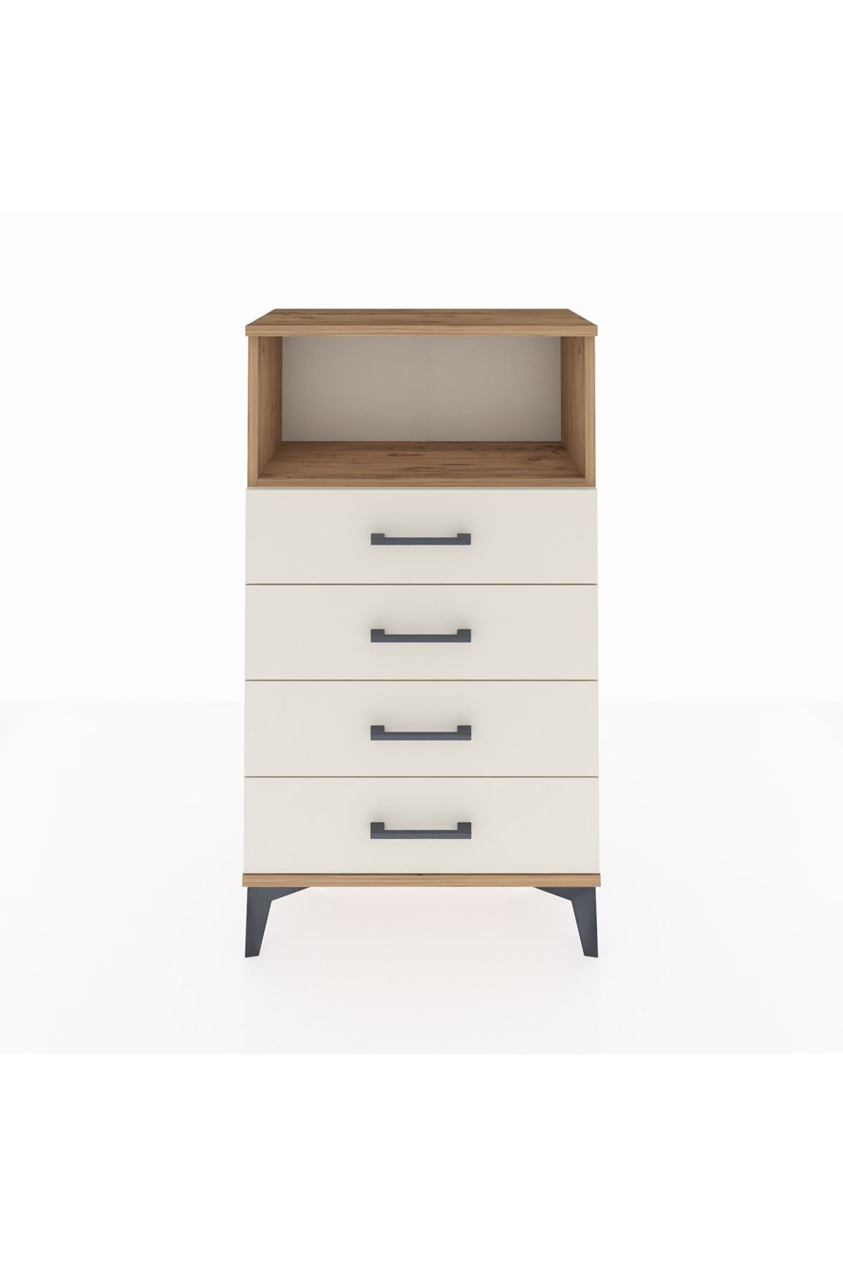 Arges Komodin Tek Raflı 4 Çekmeceli 60x30x106 Çam-Aytaşı