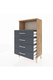 Arges Komodin Tek Raflı 4 Çekmeceli 60x30x106 Çam-Antrasit