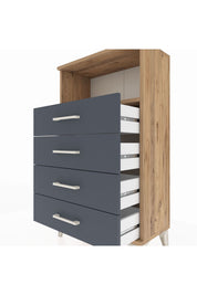 Arges Komodin Tek Raflı 4 Çekmeceli 60x30x106 Çam-Antrasit