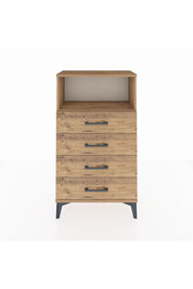 Arges Komodin Tek Raflı 4 Çekmeceli 60x30x106 Çam-Çam