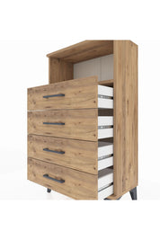 Arges Komodin Tek Raflı 4 Çekmeceli 60x30x106 Çam-Çam