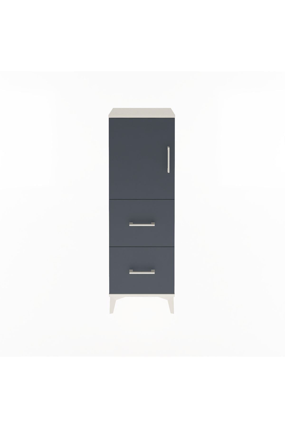 Arges Dolap 2 Raflı 2 Çekmeceli Tek Kapaklı 44x30x134 Aytaşı-Antrasit