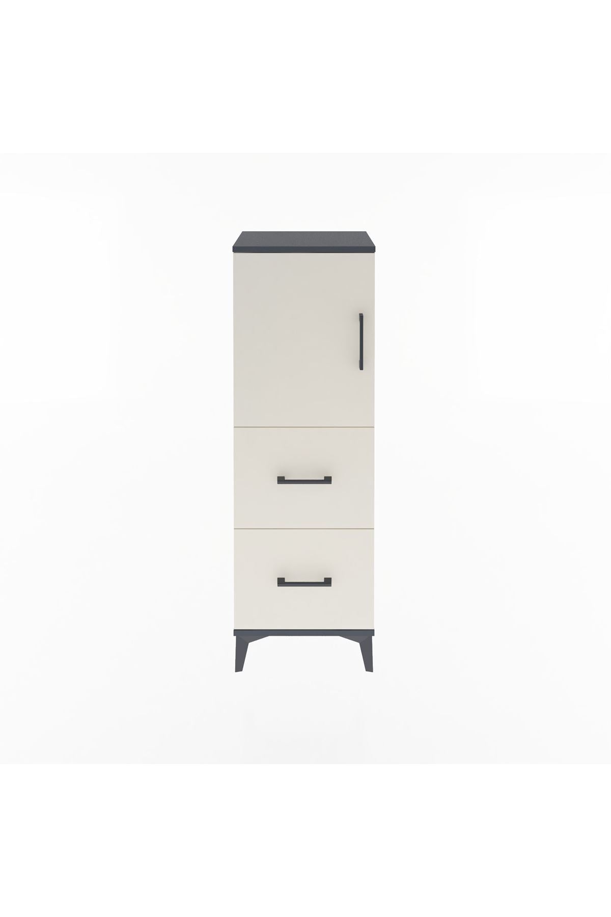 Arges Dolap 2 Raflı 2 Çekmeceli Tek Kapaklı 44x30x134 Antrasit-Aytaşı