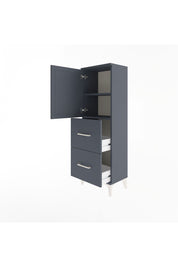Arges Dolap 2 Raflı 2 Çekmeceli Tek Kapaklı 44x30x134 Antrasit-Antrasit