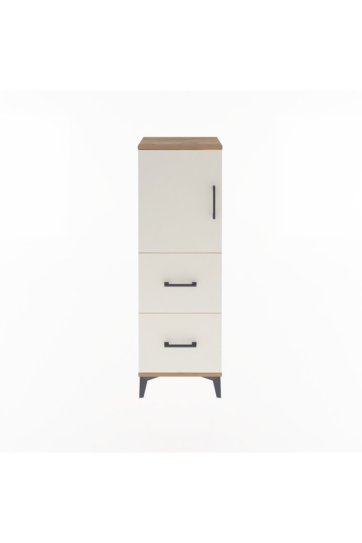 Arges Dolap 2 Raflı 2 Çekmeceli Tek Kapaklı 44x30x134 Çam-Aytaşı
