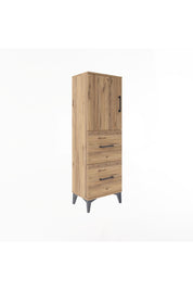 Arges Dolap 2 Raflı 2 Çekmeceli Tek Kapaklı 44x30x134 Çam-Çam