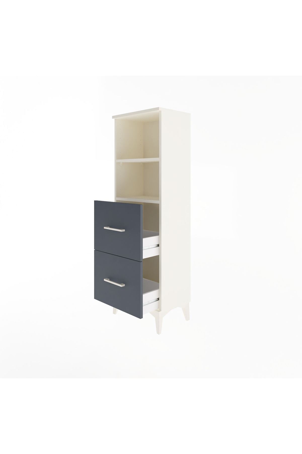Arges Dolap 2 Raflı 2 Çekmeceli 44x30x134 Aytaşı-Antrasit
