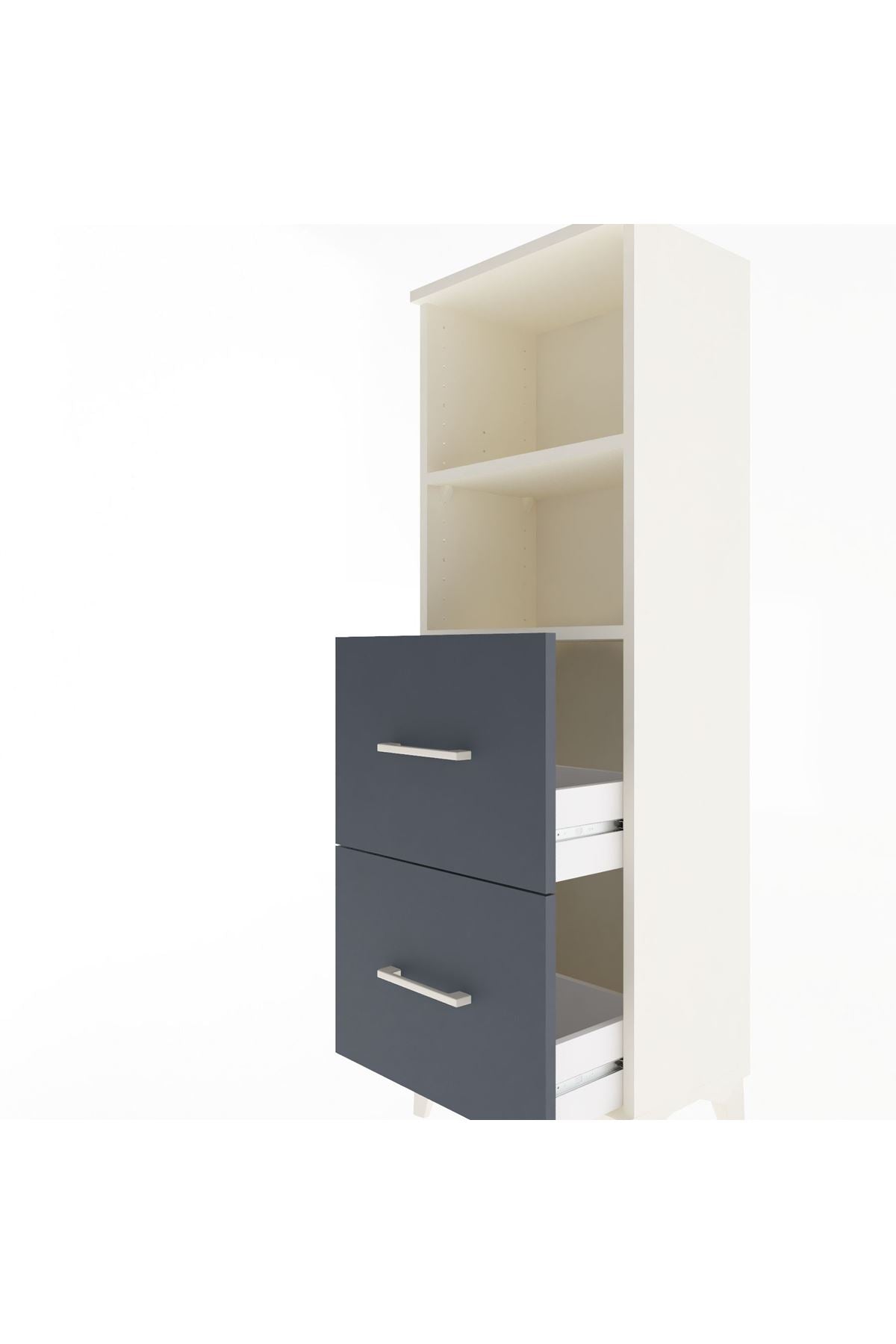 Arges Dolap 2 Raflı 2 Çekmeceli 44x30x134 Aytaşı-Antrasit