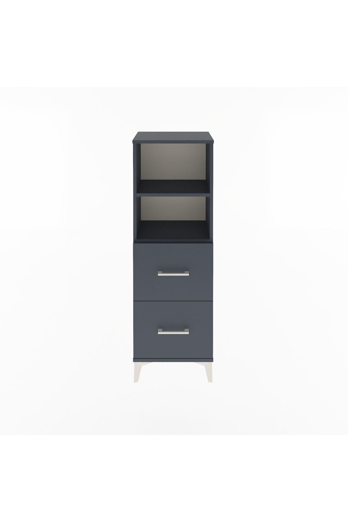 Arges Dolap 2 Raflı 2 Çekmeceli 44x30x134 Antrasit-Antrasit