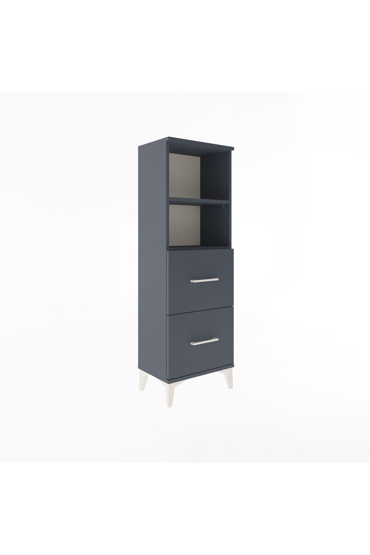 Arges Dolap 2 Raflı 2 Çekmeceli 44x30x134 Antrasit-Antrasit