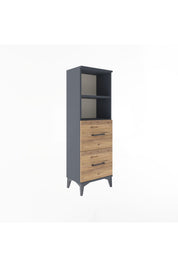 Arges Dolap 2 Raflı 2 Çekmeceli 44x30x134 Antrasit-Çam