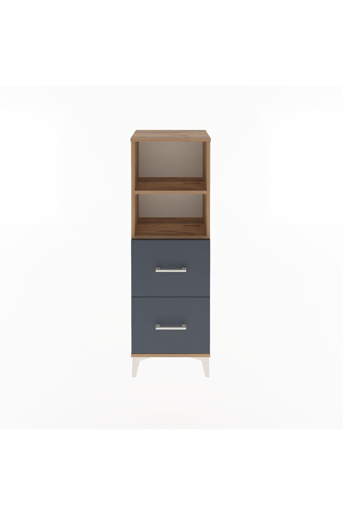 Arges Dolap 2 Raflı 2 Çekmeceli 44x30x134 Çam-Antrasit