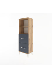 Arges Dolap 2 Raflı 2 Çekmeceli 44x30x134 Çam-Antrasit