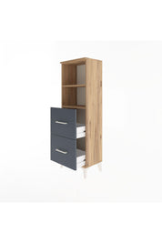 Arges Dolap 2 Raflı 2 Çekmeceli 44x30x134 Çam-Antrasit