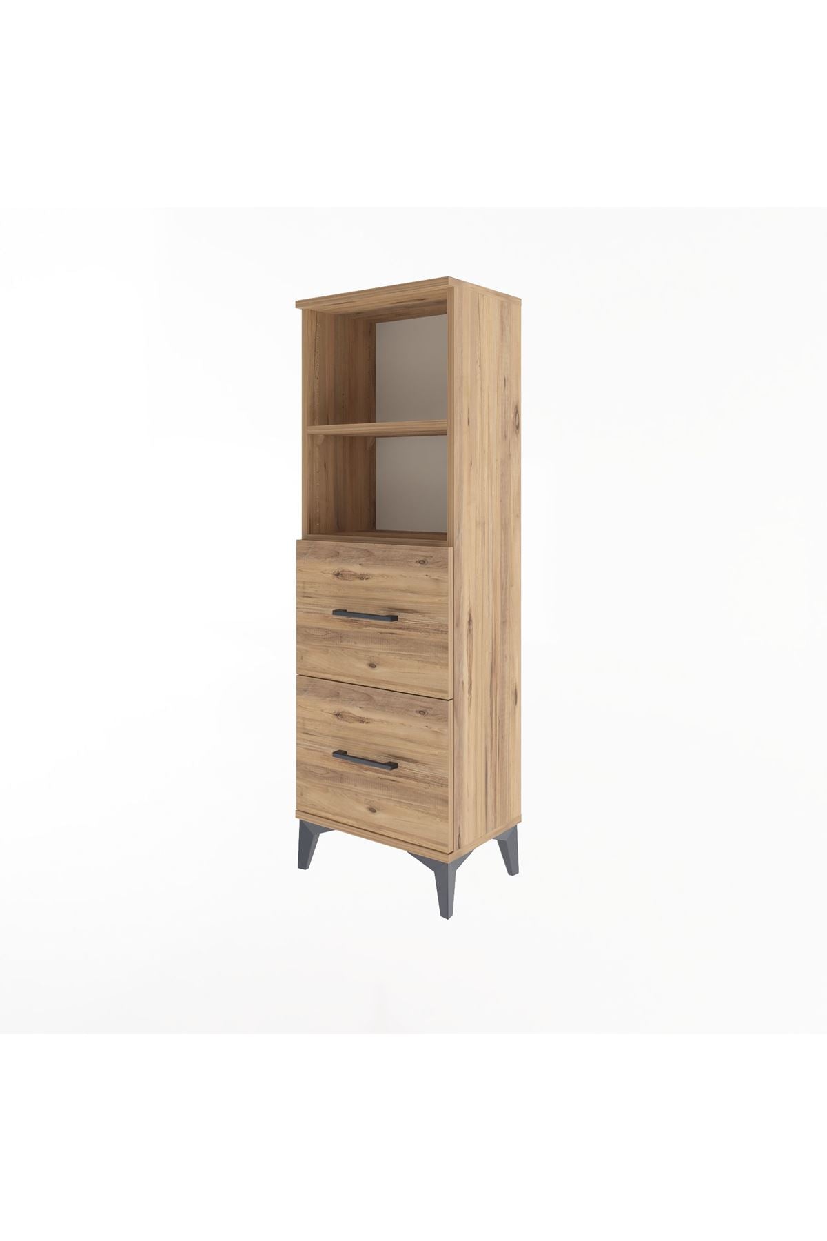 Arges Dolap 2 Raflı 2 Çekmeceli 44x30x134 Çam-Çam