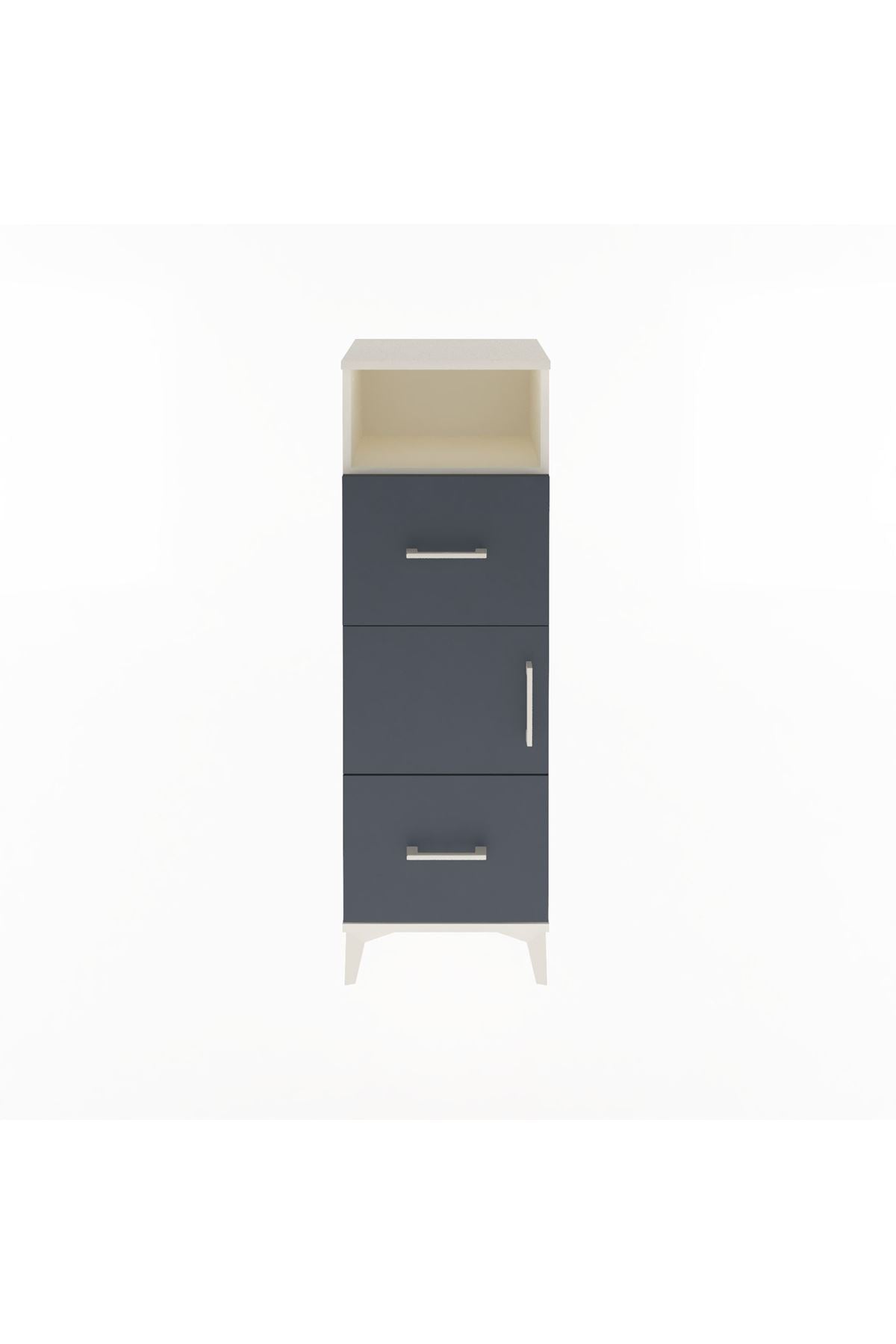 Arges Dolap 2 Raflı 2 Çekmeceli Tek Kapaklı 44x30x134 Aytaşı-Antrasit
