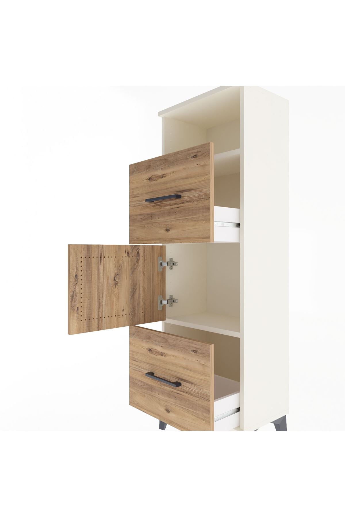 Arges Dolap 2 Raflı 2 Çekmeceli Tek Kapaklı 44x30x134 Aytaşı-Çam