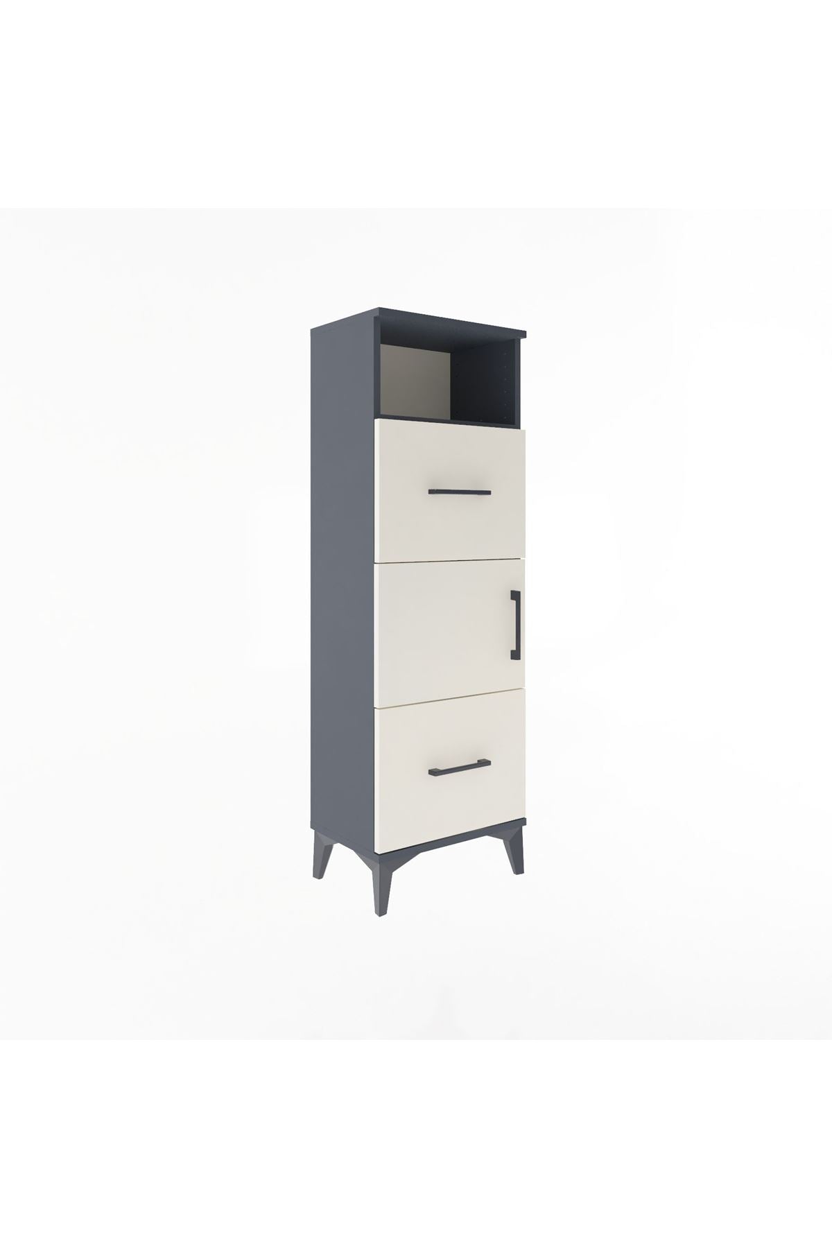 Arges Dolap 2 Raflı 2 Çekmeceli Tek Kapaklı 44x30x134 Antrasit-Aytaşı