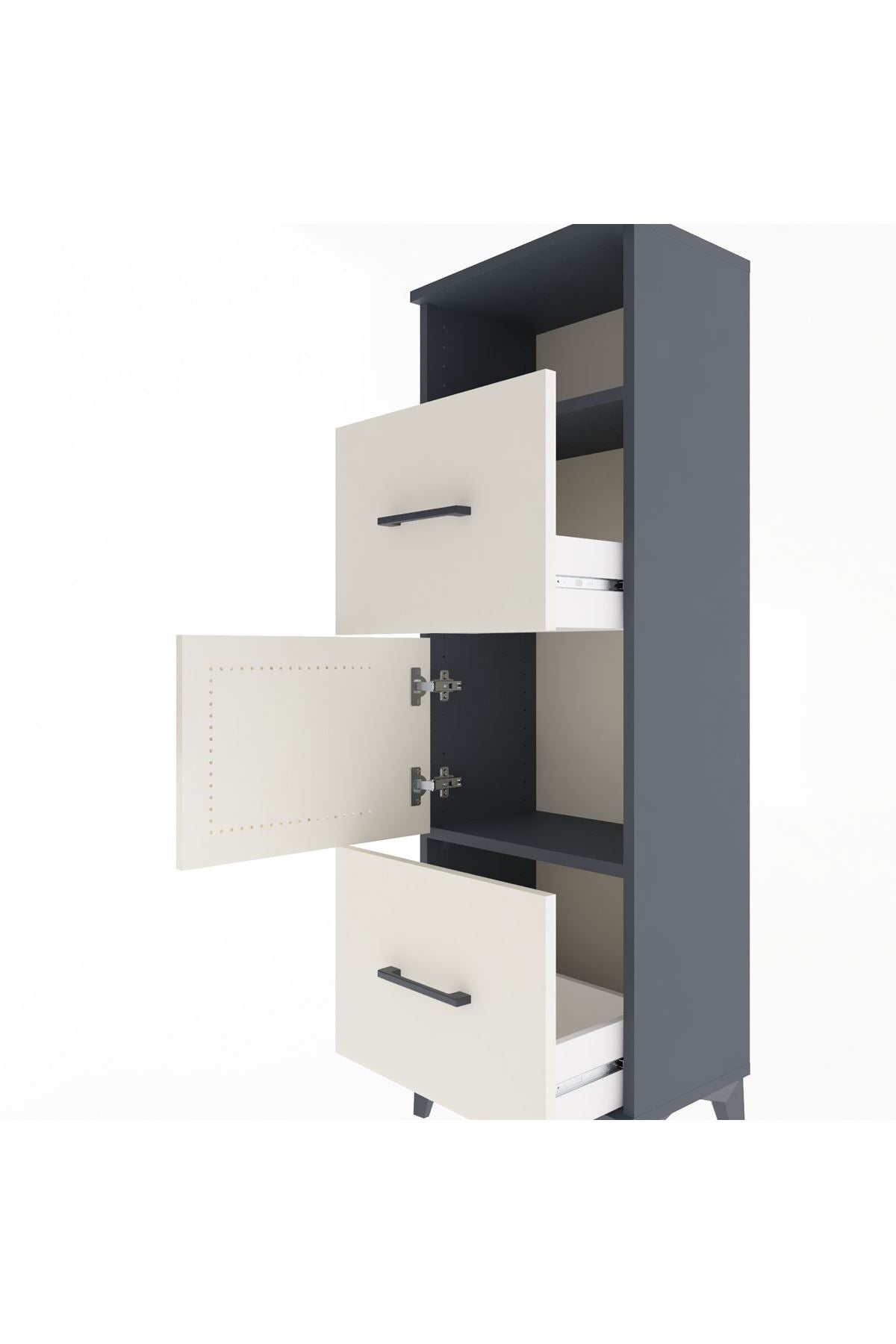 Arges Dolap 2 Raflı 2 Çekmeceli Tek Kapaklı 44x30x134 Antrasit-Aytaşı