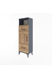 Arges Dolap 2 Raflı 2 Çekmeceli Tek Kapaklı 44x30x134 Antrasit-Çam