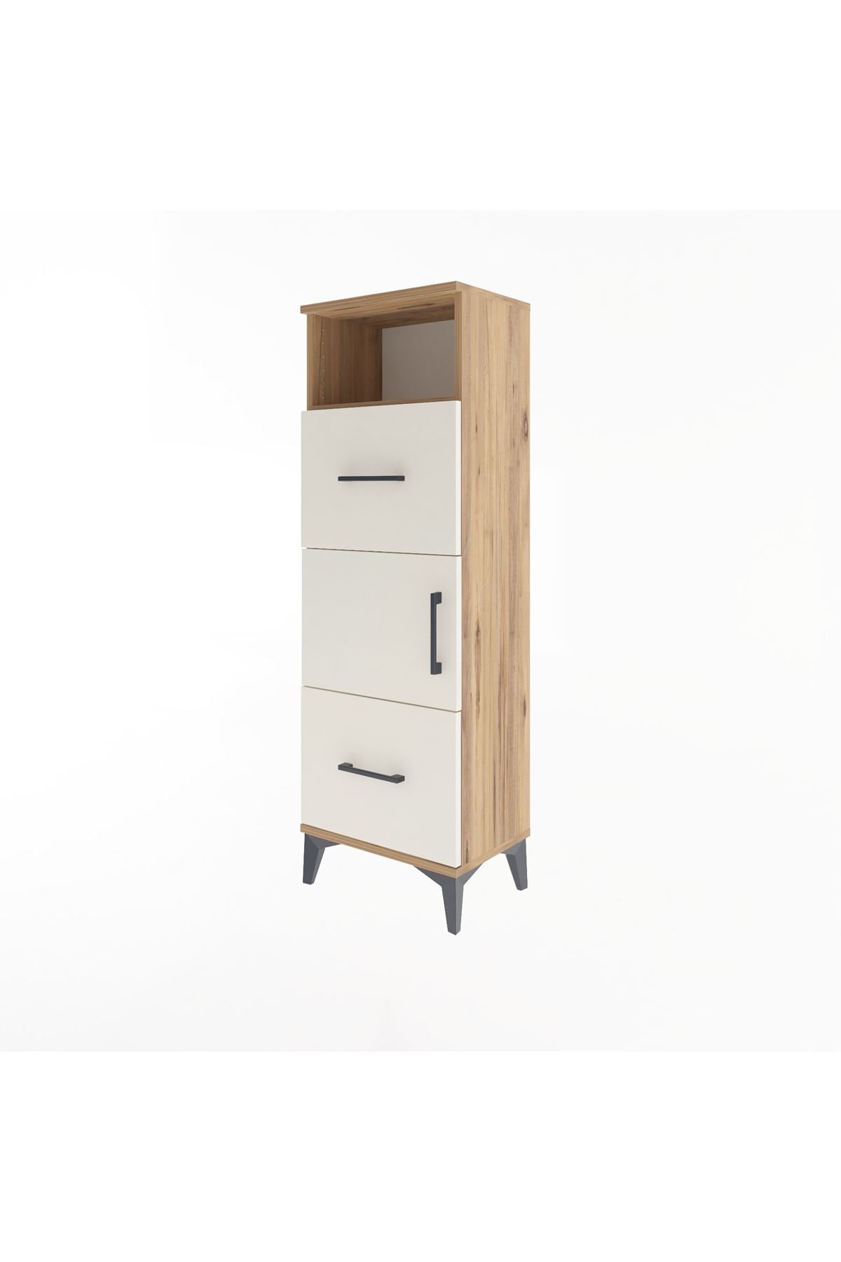 Arges Dolap 2 Raflı 2 Çekmeceli Tek Kapaklı 44x30x134 Çam-Aytaşı