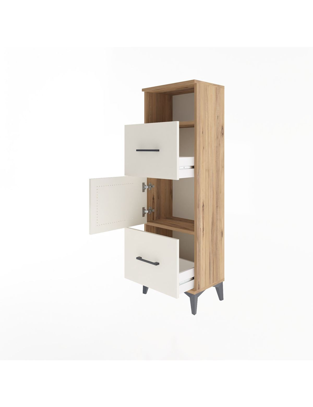 Arges Dolap 2 Raflı 2 Çekmeceli Tek Kapaklı 44x30x134 - S16M003V7A