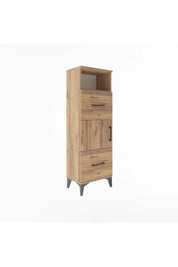 Arges Dolap 2 Raflı 2 Çekmeceli Tek Kapaklı 44x30x134 Çam-Çam